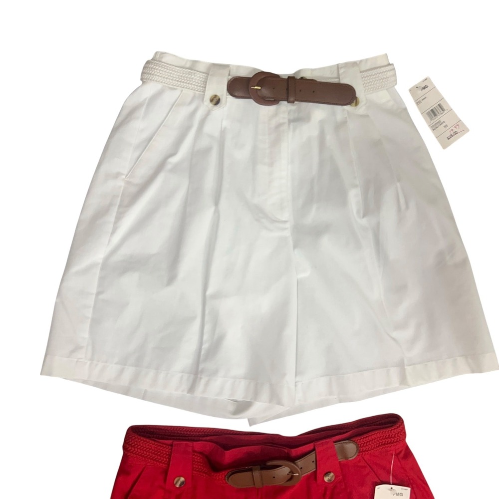 Vintage Belted Pleated Shorts Bundle 2 Pc 16 High Rise Preppy Retro NWT Vacation - Picture 12 of 13